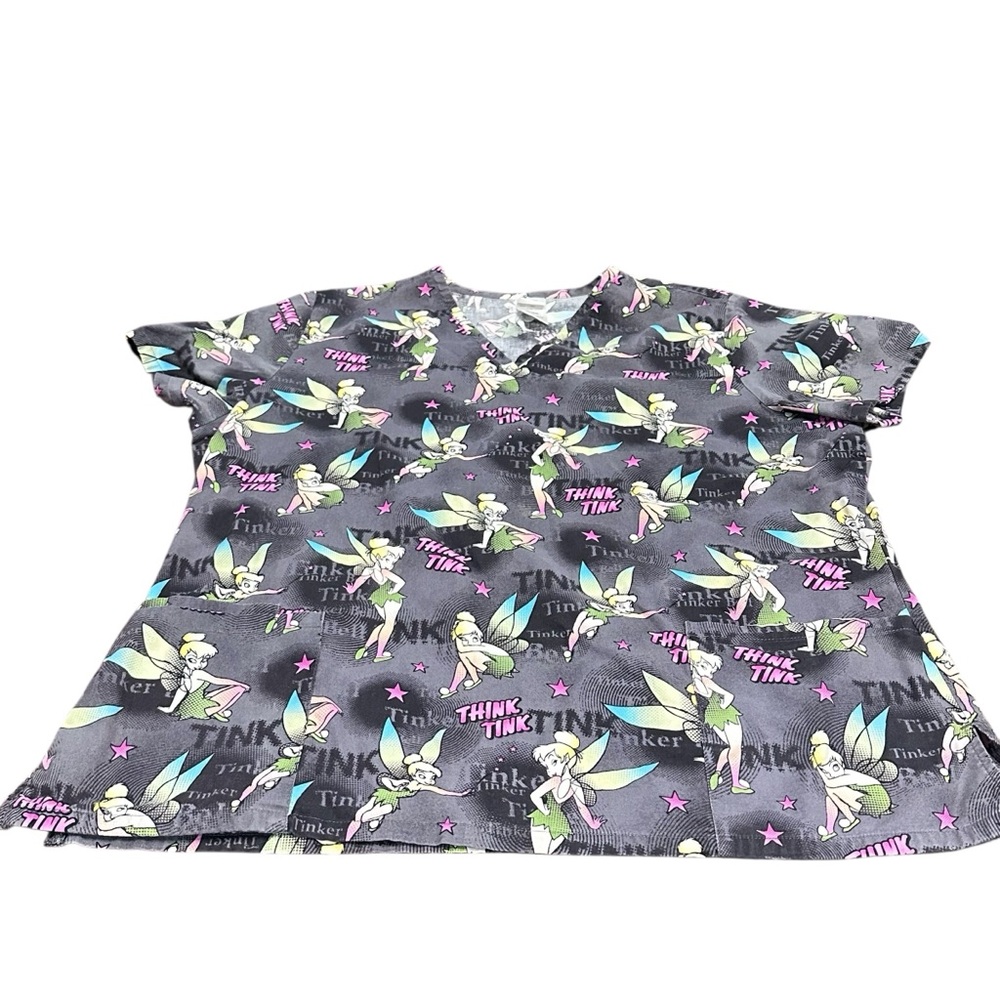 Disney‎ Tinker Bell “Think Tink” Scrub Top women’s XL